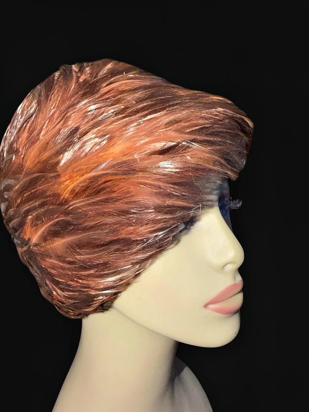 Vintage Doris Designed Feathered bucket hat 60s 70s Feather Cap